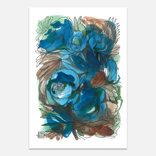 Akvarellioriginaali | Blue Bloom 2024